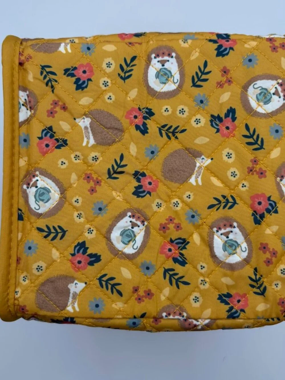 Everything Mary - Yellow Hedgehog Print, Quilted Craft Organizer Tote Bag. NWOT